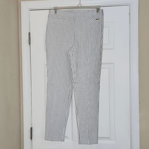 Jones NY Slacks, White with blue pinstripes